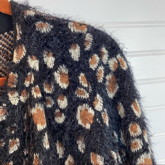 Anthropologie Feathered Leo Cardigan by La Fee Verte - Sz Small Black Motif - Picture 3 of 13
